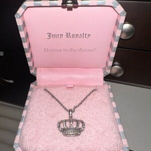 Juicy Couture Silver Crown Pendant Necklace